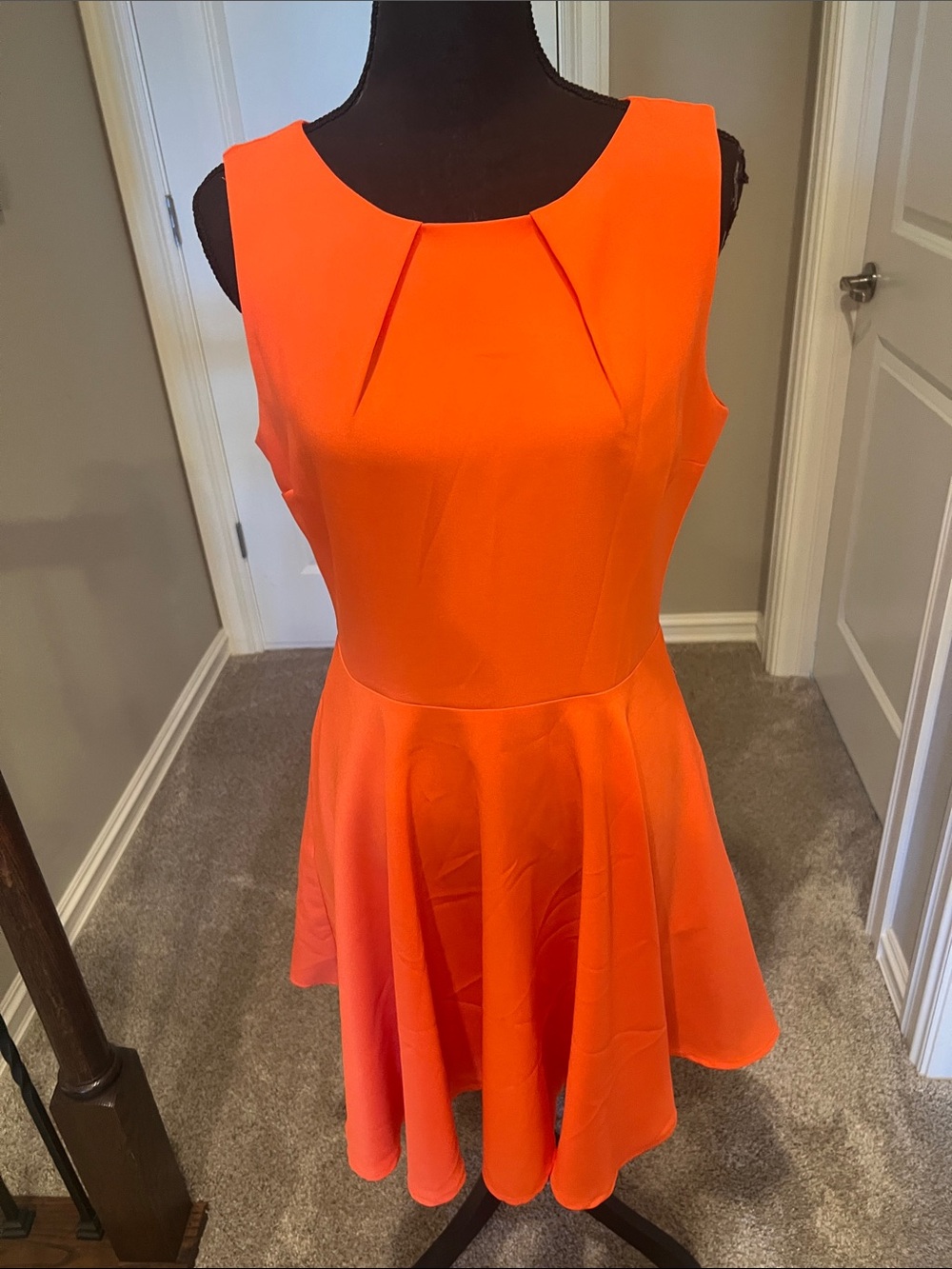 Charming Charlie Neon Orange Sleeveless Fit-and-Flare Dress